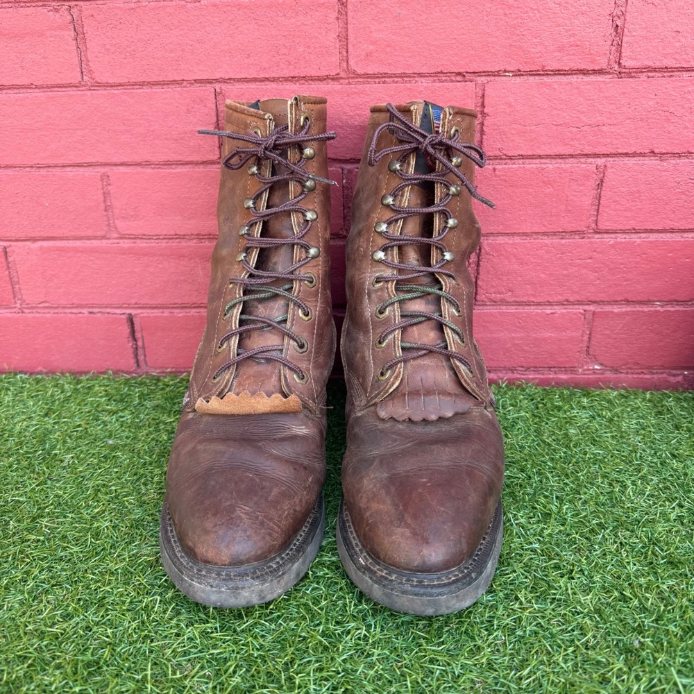 Justin Work Boots Mens Size 9.5 EE Conductor 760 Double Comfort Slip Resist USA